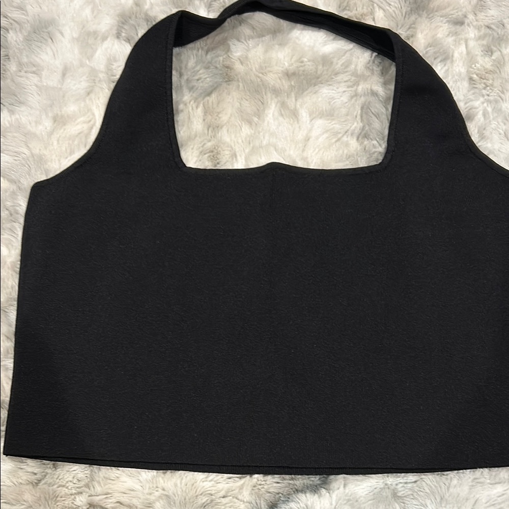 Black Halter Crop Tank Top